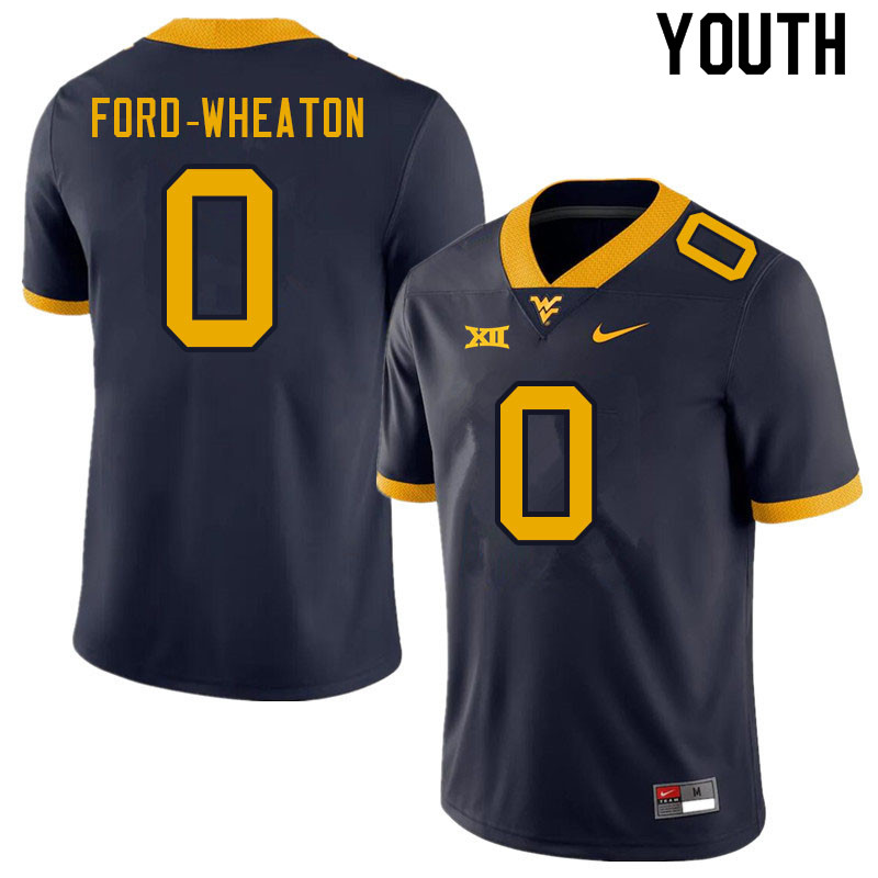 NCAA Youth Bryce Ford-Wheaton West Virginia Mountaineers Navy #0 Nike Stitched Football College Authentic Jersey RE23J18YZ